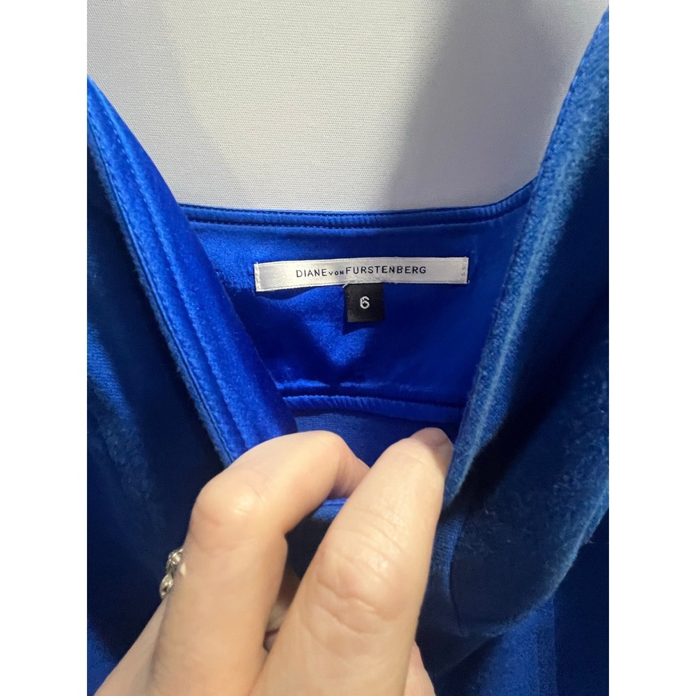 Diane von Furstenburg DVF Heron Cobalt Blue Body-con Sleeveless Dress USA Sz 6 - Picture 4 of 11